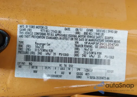 2012 Ford Focus Se from USA, damaged, VIN 1FAHP3F29CL204720